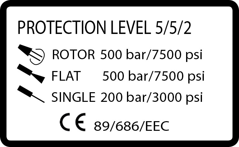 livello di protezione pro-operator. Etichetta con designazione del livello di protezione della serie pro-operator.