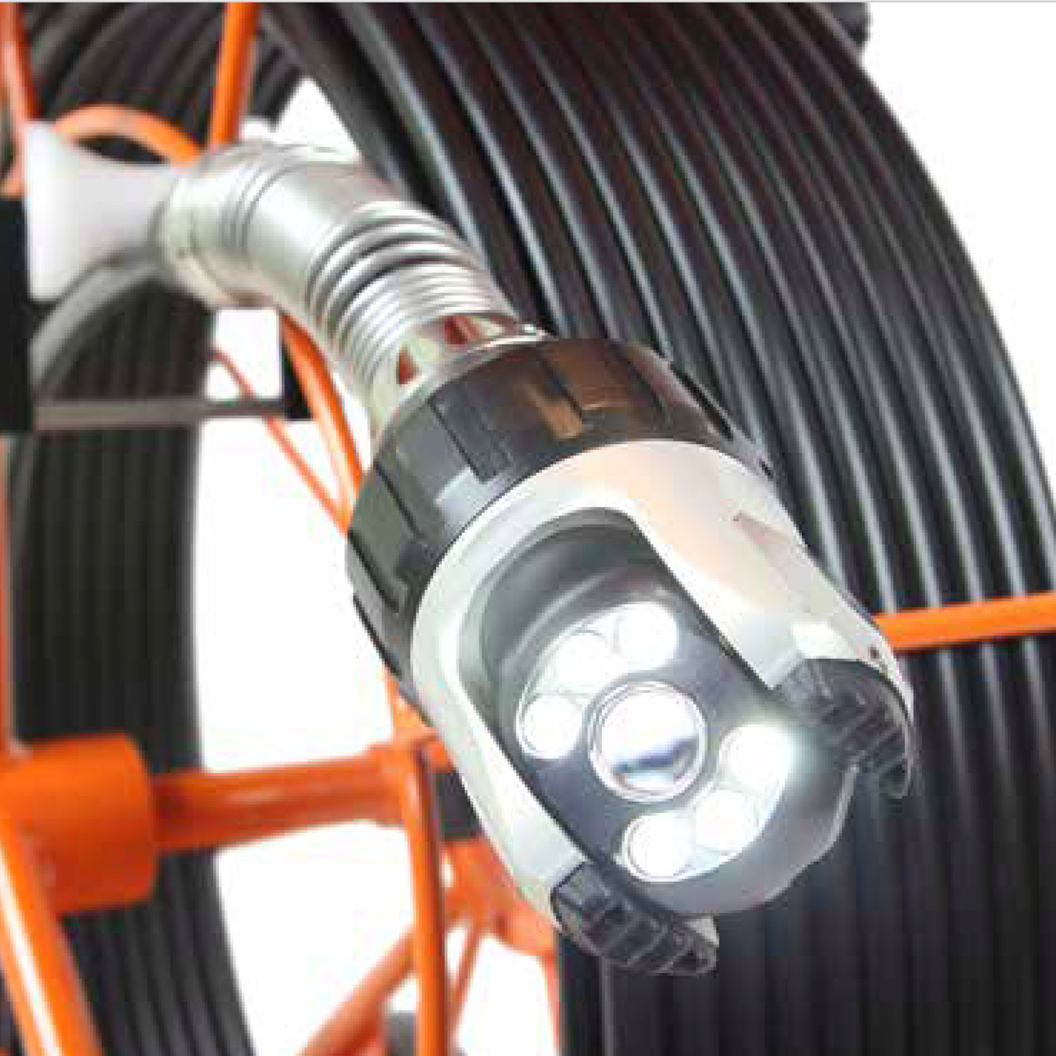 Sistema di videoispezione a spinta solo pro plus di minicam. telecamera CAM026L con luci accese