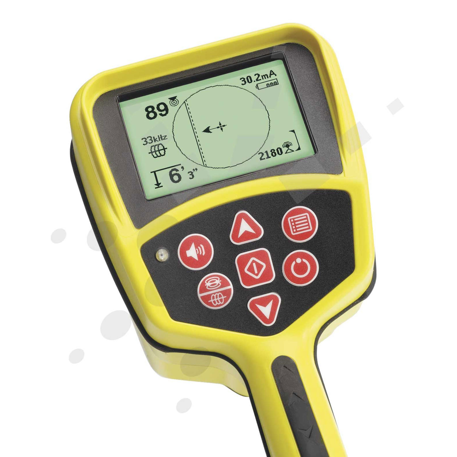 Localizzatore SeekTech SR-20: particolare del display e dei tasti di controllo.